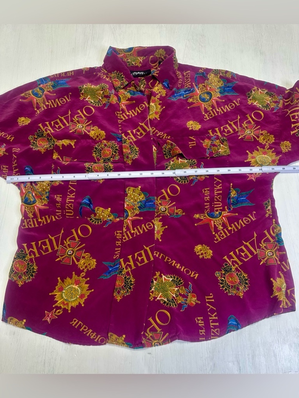 90s Silk Baroque Blouse Linda Allard For  Ellen Tracy Magenta Gold Rich Mom 14 - Picture 4 of 11